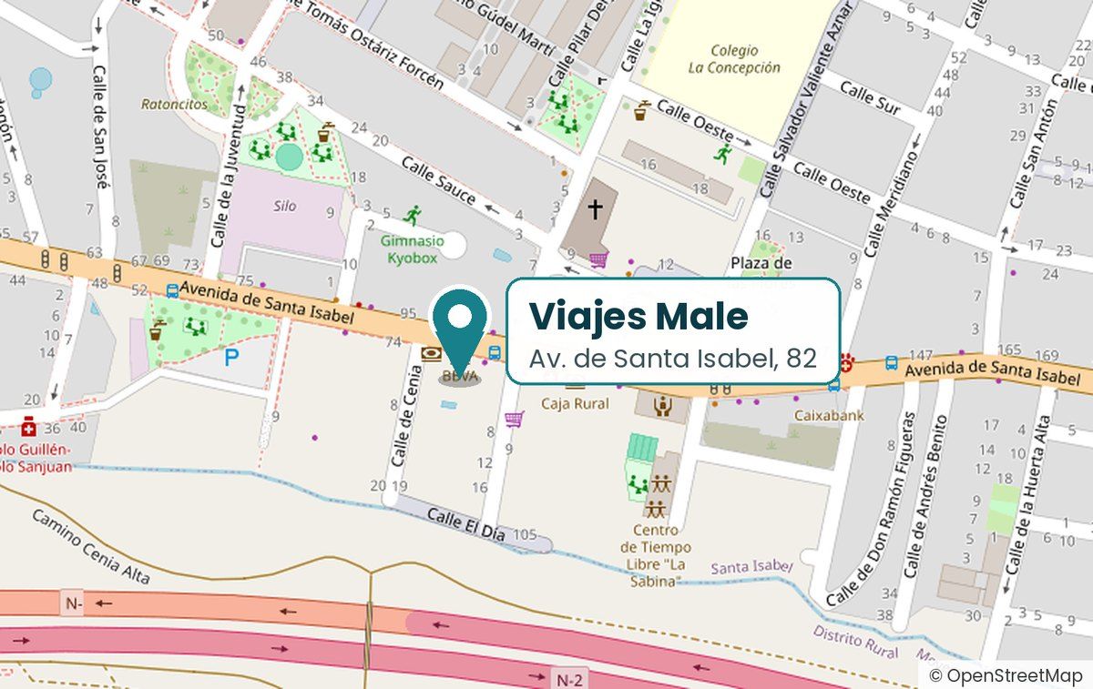 Mapa de la agencia Viajes Male en Santa Isabel, Zaragoza